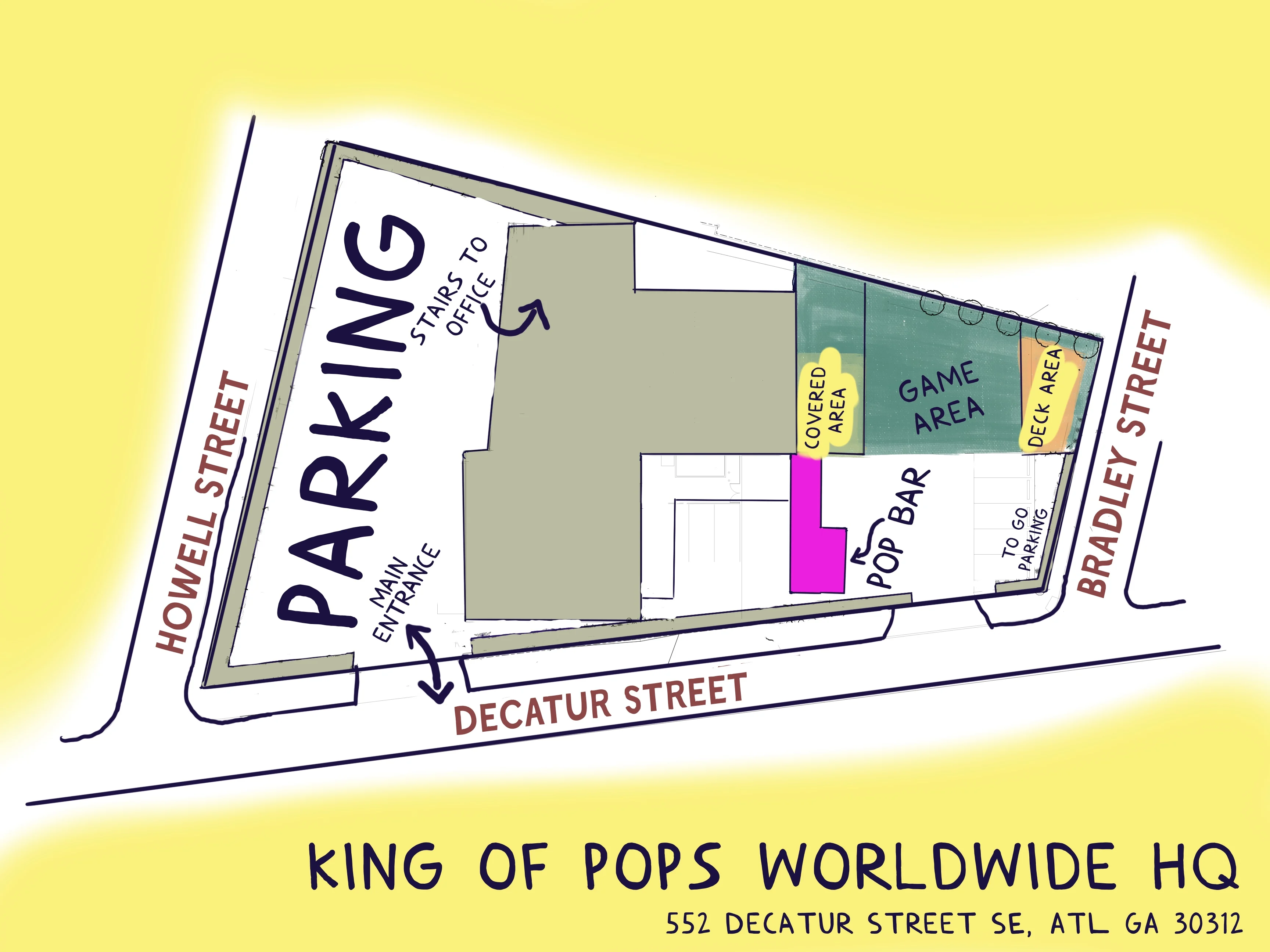King of Pops Worldwide HQ Property Map