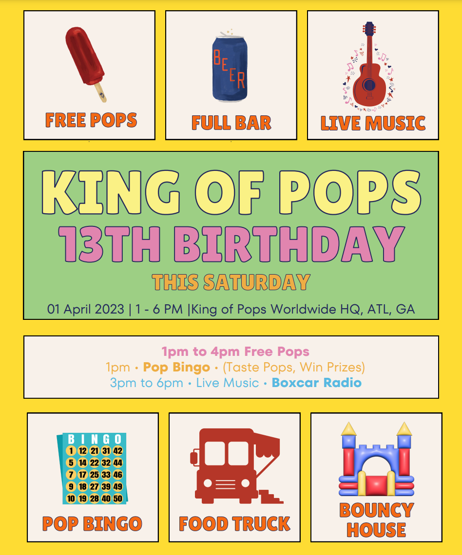 King of Pops Birthday Invite